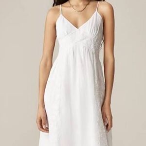 J Crew White Embroidered Rami Dress Size 6  NWT
